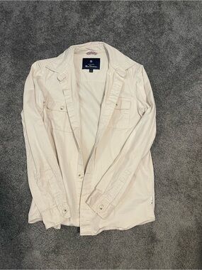 Ben Sherman Lightweight Cream Button-Up Shirt Jacket